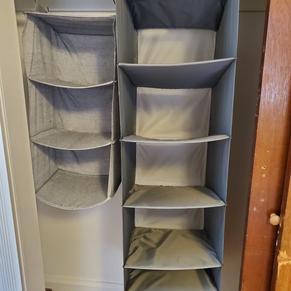 2 Gray Hanging Closet Organizers
